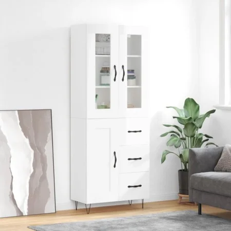 Tall white glossy plywood sideboard 69.5x34x180 cm by , Sideboards - Ref: Foro24-3198691, Price: 187,51 €, Discount: %