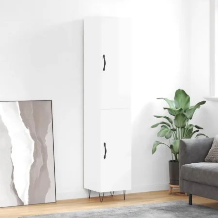 Hoher Schrank aus weiß glänzendem Sperrholz, 34,5x34x180 cm. von , Sideboards - Ref: Foro24-3198819, Preis: 112,66 €, Rabatt: %