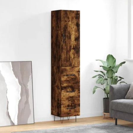 Aparador de madera contrachapada roble ahumado 34,5x34x180 cm de , Aparadores - Ref: Foro24-3198886, Precio: 110,40 €, Descue...