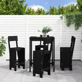 Garden set with table and high stools, 5 pieces, made of black pine wood. by , Garden sets - Ref: Foro24-3157803, Price: 353,...
