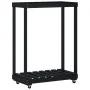 Firewood cart with solid black pine wood wheels 76.5x40x108 cm by , Firewood bags and holders - Ref: Foro24-833334, Price: 80...