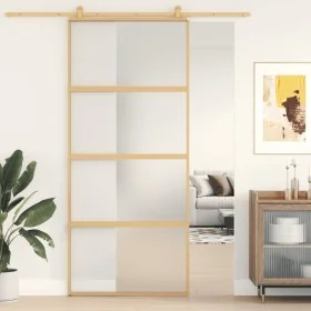 Schiebetür aus goldfarbenem ESG-Milchglas und Aluminium 90x205cm. von , Türen für zu Hause - Ref: Foro24-155182, Preis: 211,9...