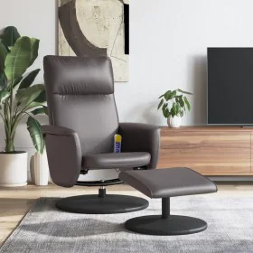 Reclining massage armchair with footrest in gray synthetic leather by , Armchairs - Ref: Foro24-356559, Price: 132,42 €, Disc...