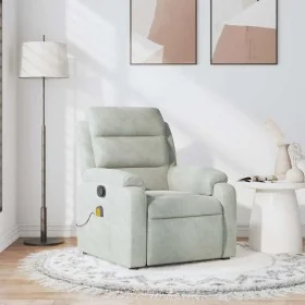 Light gray velvet reclining massage chair by , Armchairs - Ref: Foro24-373511, Price: 258,54 €, Discount: %