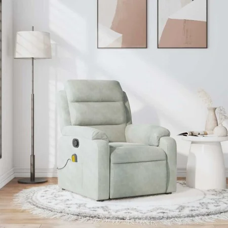 Light gray velvet reclining massage chair by , Armchairs - Ref: Foro24-373511, Price: 246,96 €, Discount: %