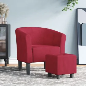 Armchair with red wine velvet footstool by , Armchairs - Ref: Foro24-356455, Price: 182,83 €, Discount: %