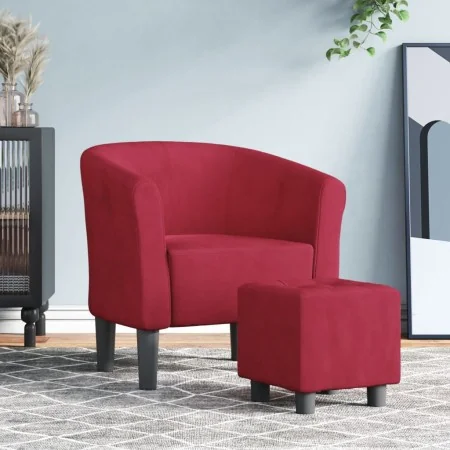 Sessel mit Hocker aus bordeauxrotem Samt von , Sessel - Ref: Foro24-356455, Preis: 182,83 €, Rabatt: %