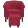 Armchair with red wine velvet footstool by , Armchairs - Ref: Foro24-356455, Price: 182,83 €, Discount: %