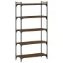 Bookcase with 5 shelves made of engineered oak wood, brown color, measuring 80x30x154 cm. by , Bookcases and shelves - Ref: F...