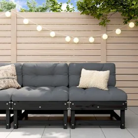 Garden center sofas 2 units solid black pine wood by , Modular outdoor sofas - Ref: Foro24-825405, Price: 119,21 €, Discount: %