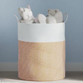 Brown and white cotton storage basket Ø38x46 cm by , Baskets - Ref: Foro24-358484, Price: 36,15 €, Discount: %