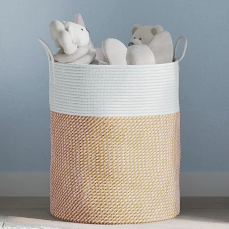 Brown and white cotton storage basket Ø38x46 cm by , Baskets - Ref: Foro24-358484, Price: 37,03 €, Discount: %