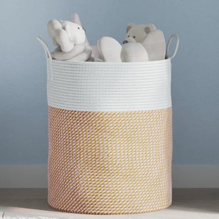 Cesta de almacenaje algodón marrón y blanco Ø38x46 cm de , Cestas - Ref: Foro24-358484, Precio: 36,15 €, Descuento: %