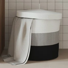 Cesta de almacenaje con tapa algodón blanco y negro Ø40x35 cm de , Cestas - Ref: Foro24-358499, Precio: 37,68 €, Descuento: %