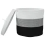 Cesta de almacenaje con tapa algodón blanco y negro Ø40x35 cm de , Cestas - Ref: Foro24-358499, Precio: 37,68 €, Descuento: %