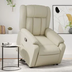 Sillón reclinable elevable cuero artificial color crema de , Sillones - Ref: Foro24-3205265, Precio: 332,17 €, Descuento: %