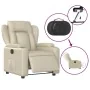 Cream synthetic leather electric recliner. by , Armchairs - Ref: Foro24-3204531, Price: 253,83 €, Discount: %