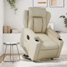 Sillón reclinable elevable eléctrico de cuero sintético crema de , Sillones - Ref: Foro24-3204559, Precio: 339,05 €, Descuent...