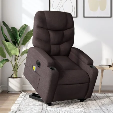 Sillón masaje eléctrico reclinable elevable tela marrón oscuro de , Sillones - Ref: Foro24-3204637, Precio: 349,31 €, Descuen...