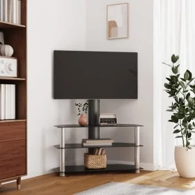 Eck-TV-Möbel mit 3 Ebenen für 32-70 Zoll in Schwarz-Silber. von , TV-Möbel - Ref: Foro24-358176, Preis: 137,47 €, Rabatt: %