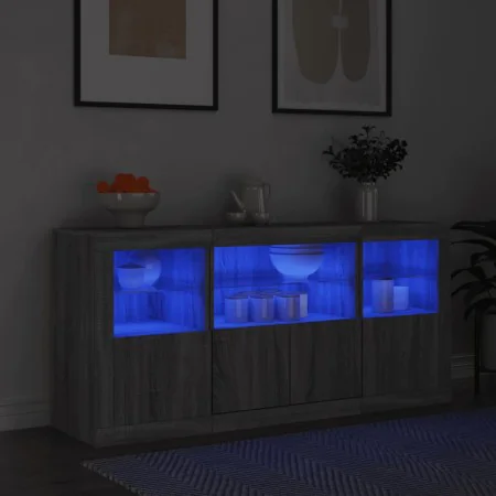Sideboard mit LED-Lichtern in Sonoma-Grau 142,5x37x67 cm von , Sideboards - Ref: Foro24-3209070, Preis: 173,74 €, Rabatt: %