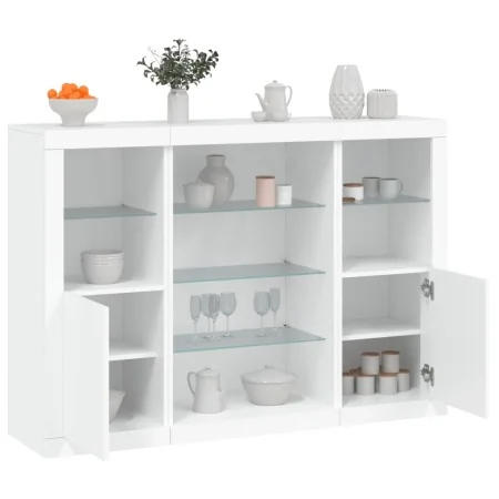 Vitrinen mit LED-Lichtern, 3-teilig, aus weißem Ingenieurholz. von , Sideboards - Ref: Foro24-3209128, Preis: 225,17 €, Rabat...