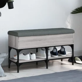 Engineered wood shoe bench in Sonoma gray, 82x32x45 cm. by , Benches for halls and storage - Ref: Foro24-835175, Price: 65,78...