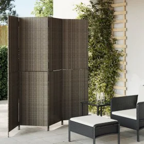 4-panel gray synthetic rattan room divider by , Room dividers - Ref: Foro24-365346, Price: 185,58 €, Discount: %