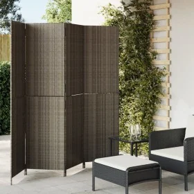 Biombo de 4 paneles ratán sintético gris de , Divisores de ambientes - Ref: Foro24-365346, Precio: 185,58 €, Descuento: %