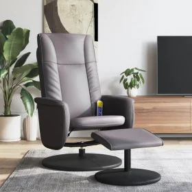 Reclining massage armchair with footrest in gray synthetic leather by , Armchairs - Ref: Foro24-356519, Price: 181,11 €, Disc...