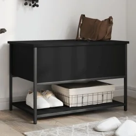 Engineered wood storage bench in black, 70x42.5x47 cm by , Benches for halls and storage - Ref: Foro24-839018, Price: 55,10 €...