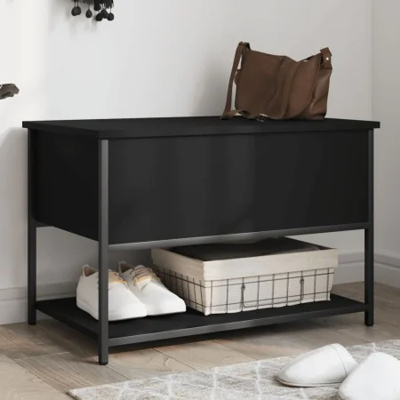 Bank mit Stauraum aus schwarzem Ingenieurholz 70x42,5x47 cm. von , Bänke für Hallen und Lager - Ref: Foro24-839018, Preis: 55...