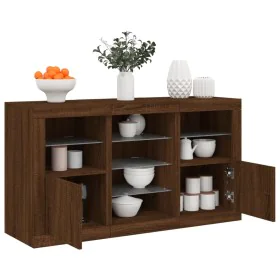 Sideboard with LED lights in brown oak 123x37x67 cm by , Sideboards - Ref: Foro24-3209085, Price: 147,96 €, Discount: %