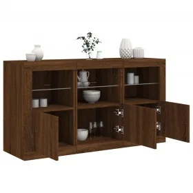 Sideboard with LED lights in brown oak 123x37x67 cm by , Sideboards - Ref: Foro24-3209064, Price: 154,69 €, Discount: %