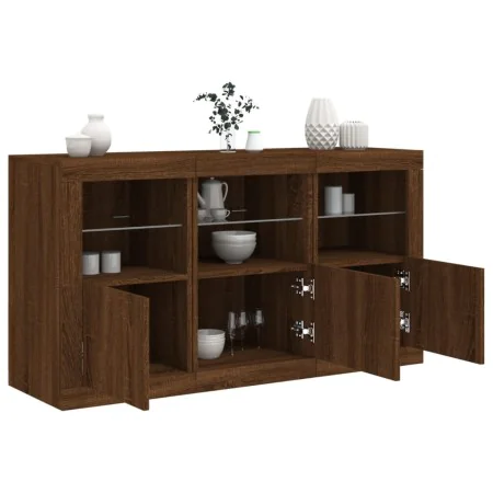 Sideboard with LED lights in brown oak 123x37x67 cm by , Sideboards - Ref: Foro24-3209064, Price: 154,69 €, Discount: %