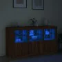 Sideboard with LED lights in brown oak 123x37x67 cm by , Sideboards - Ref: Foro24-3209064, Price: 154,69 €, Discount: %