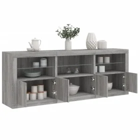 Aparador con luces LED gris Sonoma 181,5x37x67 cm de , Aparadores - Ref: Foro24-3209007, Precio: 245,36 €, Descuento: %