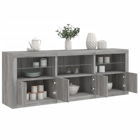 Sideboard with Sonoma grey LED lights 181.5x37x67 cm by , Sideboards - Ref: Foro24-3209007, Price: 245,87 €, Discount: %