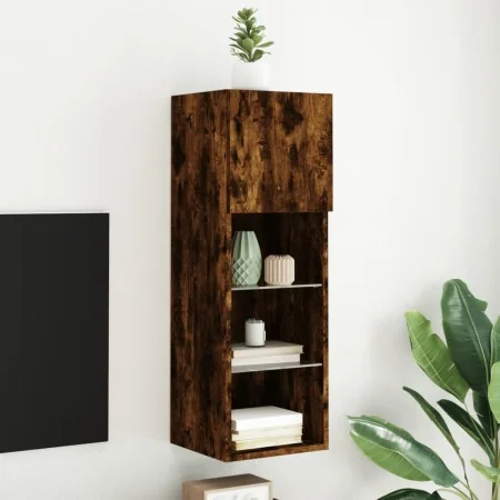 Mueble para TV con luces LED roble ahumado 30,5x30x90 cm de , Muebles TV - Ref: Foro24-837009, Precio: 51,92 €, Descuento: %