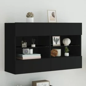 Mueble de TV de pared con luces LED negro 98,5x30x60,5 cm de , Muebles TV - Ref: Foro24-837107, Precio: 103,46 €, Descuento: %