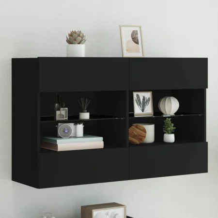 Mueble de TV de pared con luces LED negro 98,5x30x60,5 cm de , Muebles TV - Ref: Foro24-837107, Precio: 103,46 €, Descuento: %
