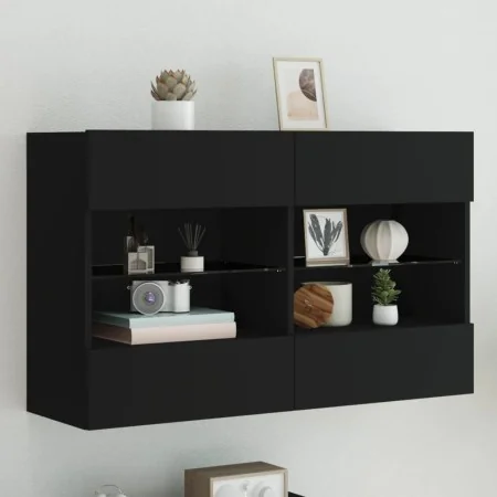Schwarzer TV-Wandschrank mit LED-Lichtern 98,5x30x60,5 cm. von , TV-Möbel - Ref: Foro24-837107, Preis: 103,46 €, Rabatt: %