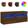 Mueble de TV de pared con luces LED roble marrón 100x30x40 cm de , Muebles TV - Ref: Foro24-837217, Precio: 64,26 €, Descuent...