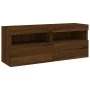 Mueble de TV de pared con luces LED roble marrón 100x30x40 cm de , Muebles TV - Ref: Foro24-837217, Precio: 64,26 €, Descuent...