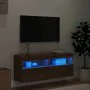 Mueble de TV de pared con luces LED roble marrón 100x30x40 cm de , Muebles TV - Ref: Foro24-837217, Precio: 64,26 €, Descuent...