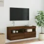 Mueble de TV de pared con luces LED roble marrón 100x30x40 cm de , Muebles TV - Ref: Foro24-837217, Precio: 64,26 €, Descuent...