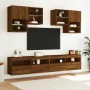 Mueble de TV de pared con luces LED roble marrón 100x30x40 cm de , Muebles TV - Ref: Foro24-837217, Precio: 64,26 €, Descuent...