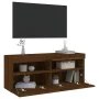 Mueble de TV de pared con luces LED roble marrón 100x30x40 cm de , Muebles TV - Ref: Foro24-837217, Precio: 64,26 €, Descuent...