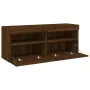Mueble de TV de pared con luces LED roble marrón 100x30x40 cm de , Muebles TV - Ref: Foro24-837217, Precio: 64,26 €, Descuent...