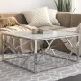 Silver stainless steel and tempered glass coffee table by , Coffee table - Ref: Foro24-349947, Price: 194,24 €, Discount: %